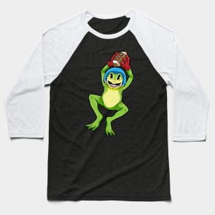 Frog as Footballer with Football and Helmet Baseball T-Shirt